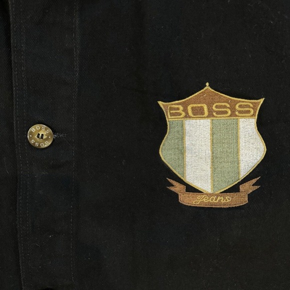 HUGO BOSS JEANS Black Denim Jacket Vintage Men's Coat size XL Hip Hop - Picture 4 of 10